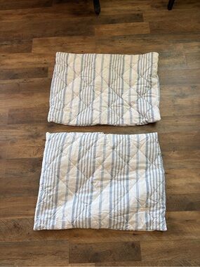 Cabbages & Roses Striped Standard Quilted Pillow Shams - Blue & White (Pair)